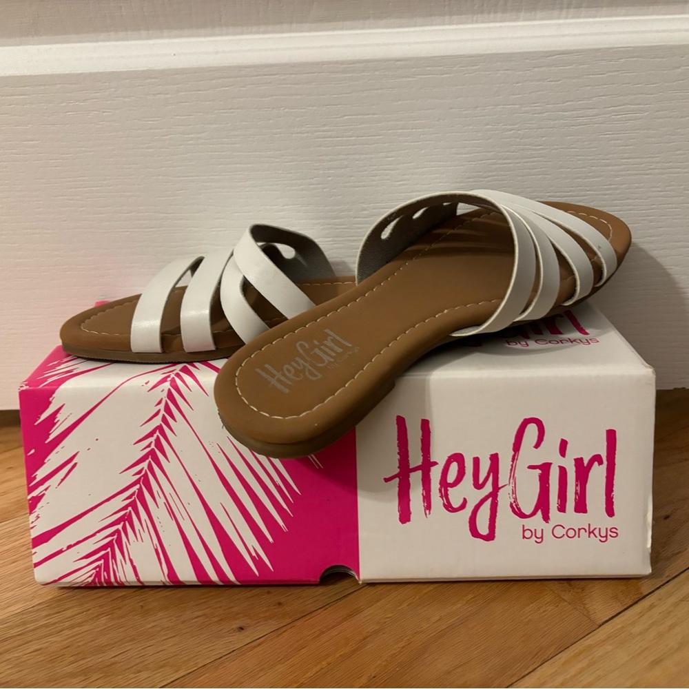 Hey Girl by Corkys White sandals
